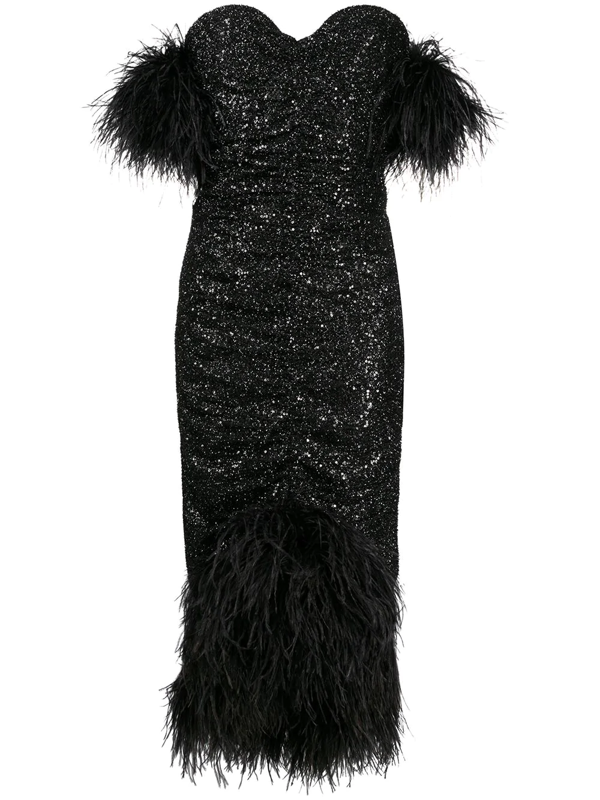 feather midi dress