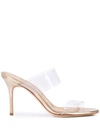 Manolo Blahnik Scolto Transparent Strap Sandal In Gold