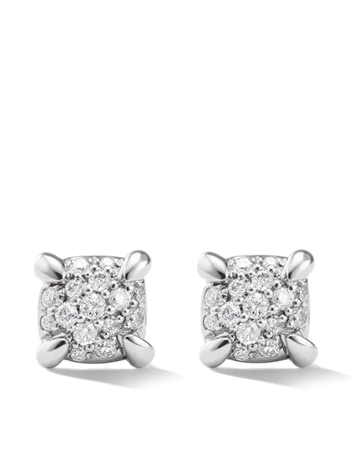 David Yurman 18k White Gold Precious Chatelaine Diamond Cluster Stud Earrings In Metallic,white