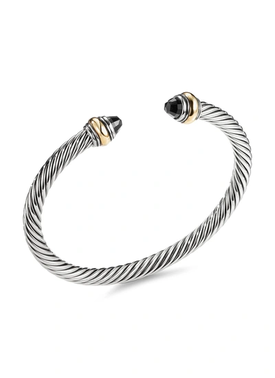 David Yurman ‘cable Classics' 14k Gold Sterling Silver Onyx Cuff In Metallic