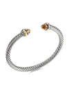 David Yurman ‘cable Classics' 14k Gold Sterling Silver Citrine Cuff In Metallic