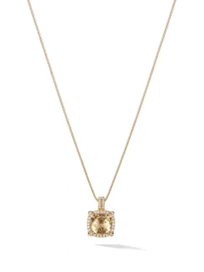 David Yurman Chatelaine' Diamond Citrine 18k Yellow Gold Pendant Necklace In Metallic,yellow