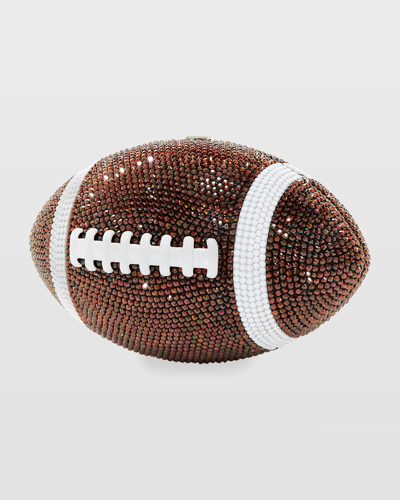 Judith Leiber Crystal Football Minaudiere Bag In Brown