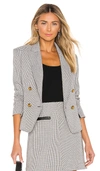 A.l.c Alton Double-breasted Houndstooth Blazer In Cream Black