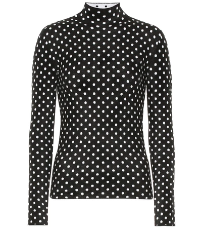 Balenciaga High-neck Polka Dot-jacquard Velvet Top In Black