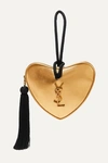 Saint Laurent Sac Coeur Monogram Metallic Leather Clutch In Gold