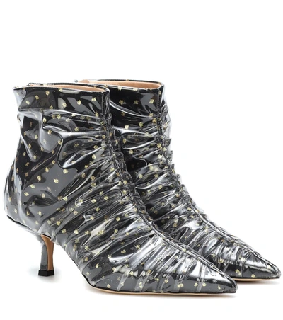 Midnight 00 Antoinette Polka-dot Tulle & Pvc Ankle Boots In Black Gold