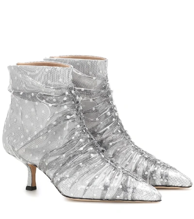 Midnight 00 Antoinette Polka-dot Pvc & Leather Boots In White Multi