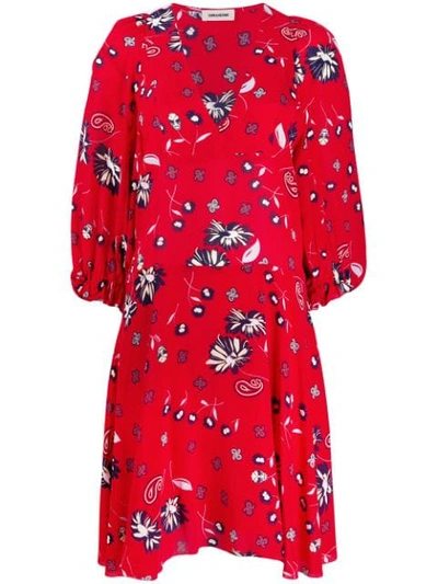 Zadig & Voltaire Remi Floral-print Silk Mini Dress In Red