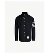 Thom Browne Logo-print Regular-fit Cotton-flannel Shirt In Navy