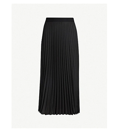 Moncler High-rise Pleated Woven Midi Skirt In Black