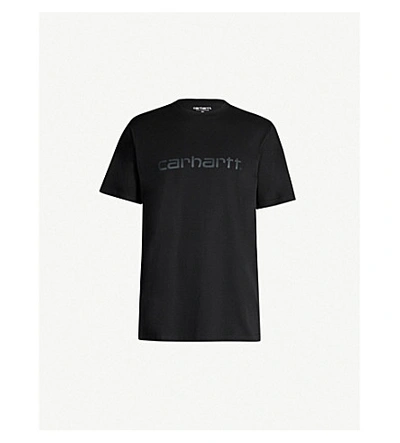 Carhartt Logo-print Cotton-jersey T-shirt In Black