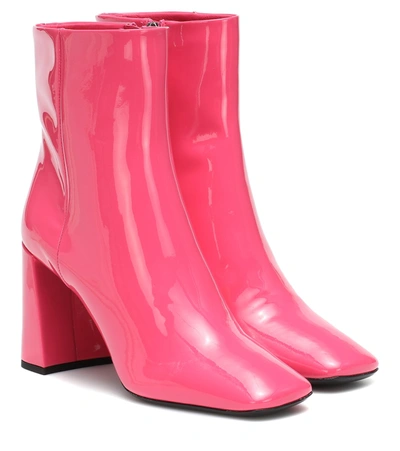 Prada Patent Leather Ankle Boots In Fuchsia