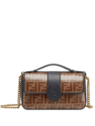 Fendi Small Double F Leather Bag In Black
