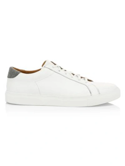 Eleventy Leather & Flannel Low-top Sneakers In White