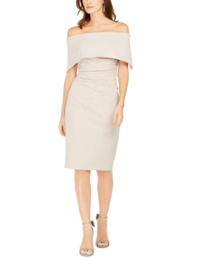 vince camuto off the shoulder gown champagne