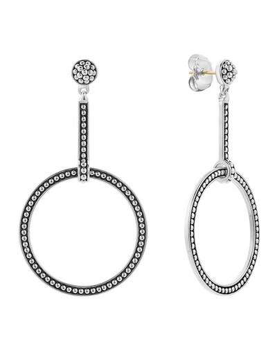 Lagos Sterling Silver Enso Circle Drop Earrings In Black/silver