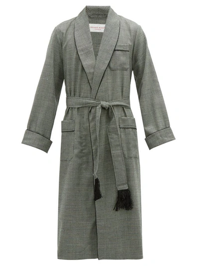 Derek Rose Lincoln Houndstooth-check Wool Robe In Black