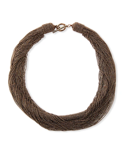 Brunello Cucinelli Twisted Monili Choker Necklace In Gold