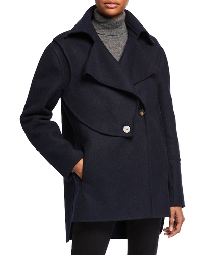 Cedric Charlier Button-front Long Jacket In Dark Blue