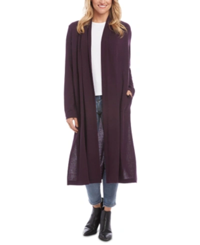 Karen Kane Duster Cardigan In Eggplant