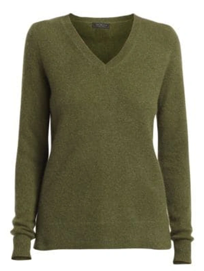 Saks Fifth Avenue Women's Collection Cashmere V-neck Sweater In Olive Moss