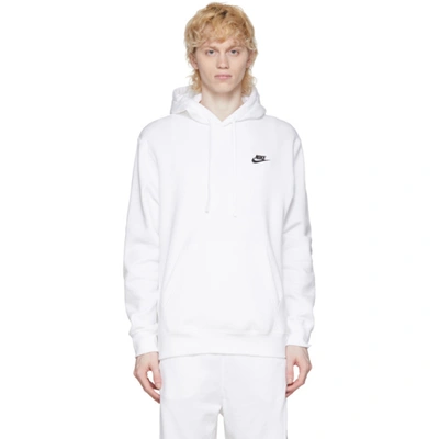 Nike Sportswear Club Logo-embroidered Cotton-blend Jersey Hoodie In White/black