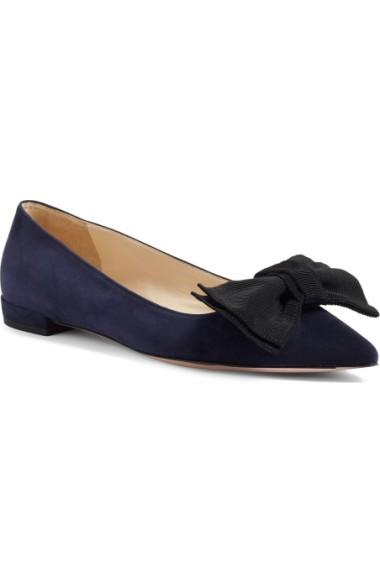 prada bow logo pointed toe flat