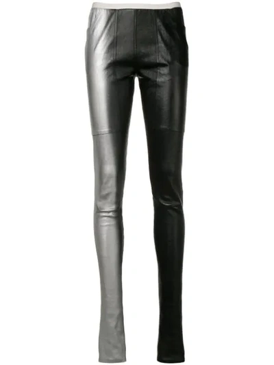 Rick Owens Mid-rise Leather Leggings In Black