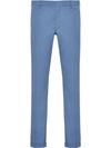 Prada Slim-fit Washed Trousers In Blue