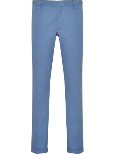 Prada Slim-fit Washed Trousers In Blue