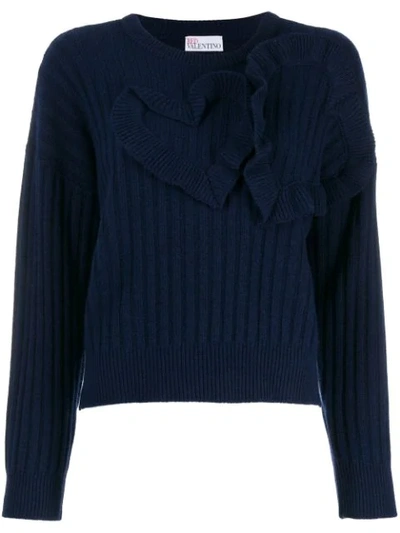Red Valentino Heart Detailed Jumper In Blue