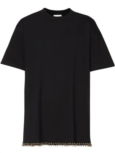 Burberry Ring-pierced Cotton Oversized T-shirt In Black