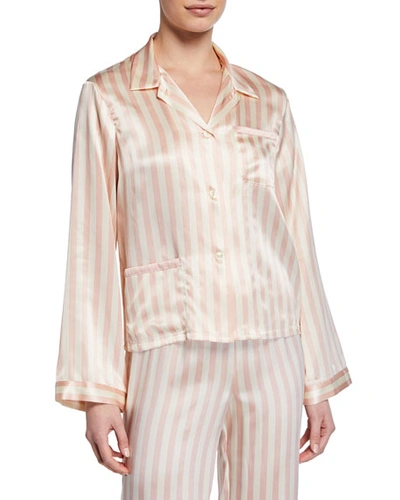 Morgan Lane Ruthie Striped Silk-charmeuse Pajama Shirt In Petal Stripe