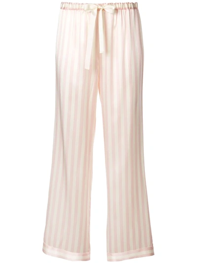 Morgan Lane Chantal Striped Silk-charmeuse Pyjama Trousers In Petal Cream