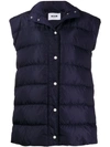Msgm Padded Hooded Vest In Blue