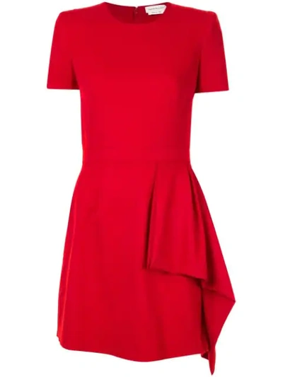 Alexander Mcqueen Drape Detail Mini Dress In Red