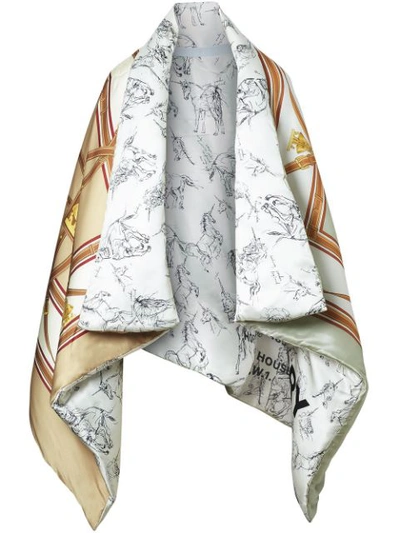 Burberry Silk Unicorn Print Padded Scarf-cape In Multicolour