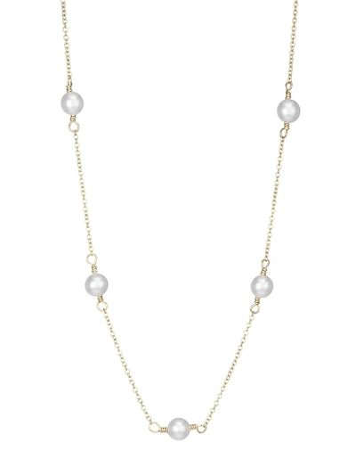 Zoë Chicco 14k Yellow Gold White Pearls Cultured Freshwater Pearl Station Statement Necklace, 16-18