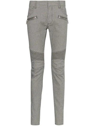 Balmain Houndstooth Skinny Jeans In Black