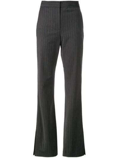 Tibi Flared Pinstripe Trousers In Grey