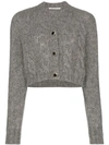 Alessandra Rich Cropped-cardigan Mit Schmuckknöpfen In 1311 Grey