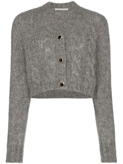 Alessandra Rich Cropped-cardigan Mit Schmuckknöpfen In 1311 Grey