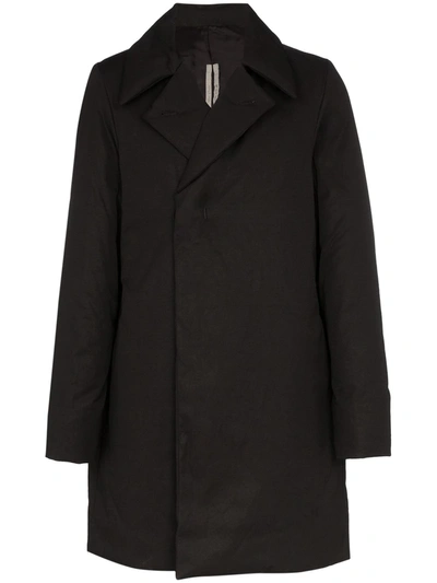 Rick Owens Double-breasted Trench Coat In Black
