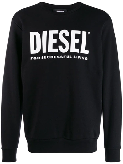 Diesel Intarsia-knit Logo Jumper In Black