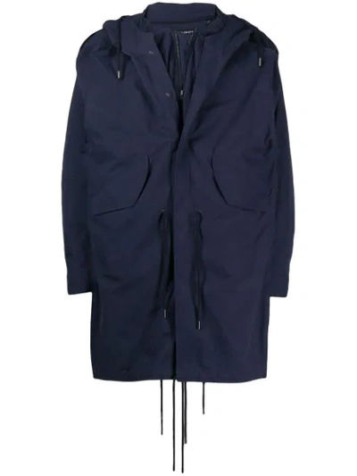 Y/project Hooded Twill Parka In Blue