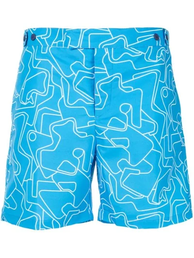 Frescobol Carioca Aerial Swim Shorts In Blue