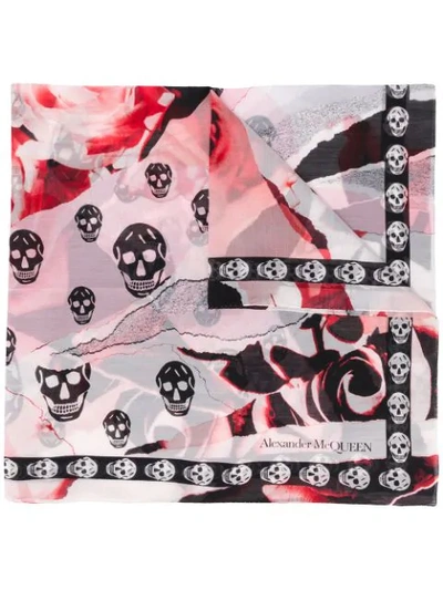 Alexander Mcqueen Floral And Skull Print Scarf In 9272