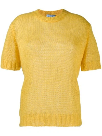 Prada Short Sleeved Sweater In Yellow