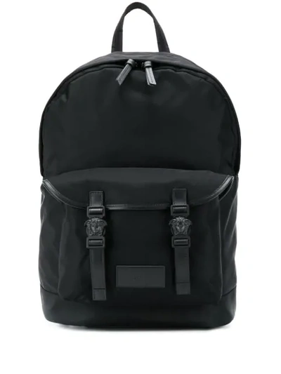 Versace Signature Medusa Detailed Backpack In Black